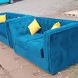 Seti ya Sofa ya Chumba cha Kuishi ya Bluu ya Viti 2 Mpya - 2