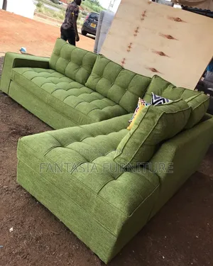 Kochi ya Sehemu ya L-Shape ya Kijani ya Viti 5