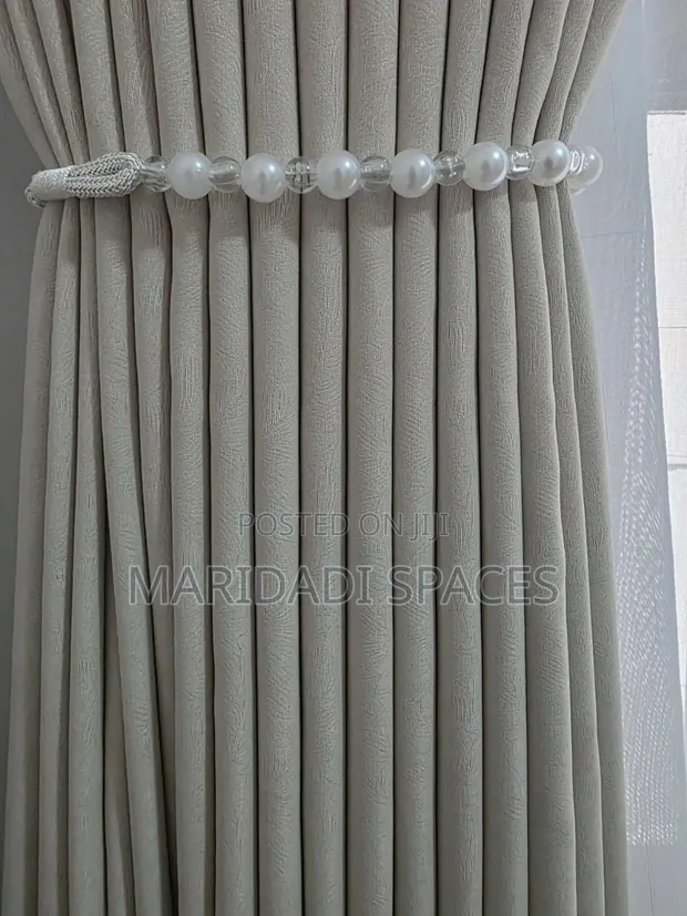 Heavy Cream and Beige Curtains for Living Room - 1