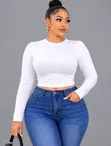 Women's Long Sleeve Crop Top - 2
