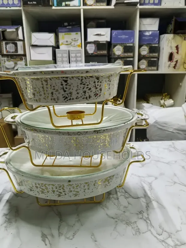 White and Gold 3-in-1 Chafing Dish - 1