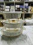White and Gold 3-in-1 Chafing Dish - 1