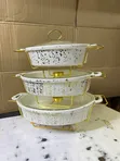 White and Gold 3-in-1 Chafing Dish - 2