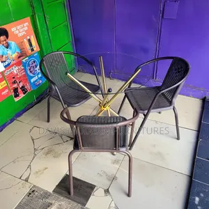 3-Seater Outdoor Cafe Set - Glass Top Table & Chairs
