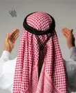Men's Red & White Keffiyeh Scarf with Black Agal - 2