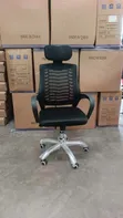 Kiti cha Kisasa cha Ofisi cha Mesh cha Mid-Back chenye Headrest - Nyeusi - 3