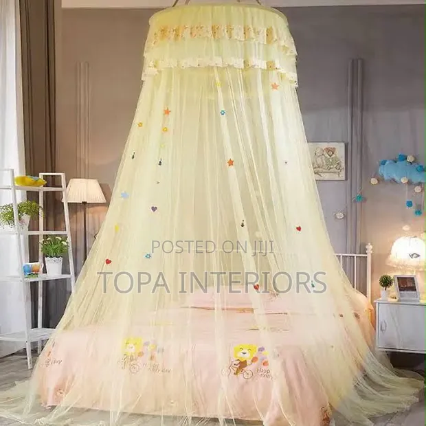 4x6 Cream Round Bed Mosquito Net - 1