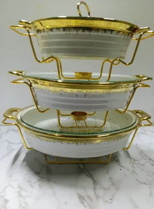 3-in-1 Cream White and Gold Chafing Dish