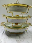 3-in-1 Cream White and Gold Chafing Dish - 1