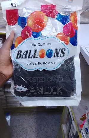 Black Top-Quality Latex Balloons - 100pcs