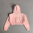 Pink Rhinestone Logo Cropped Hoodie (Y2K) - 2