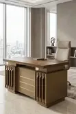 Executive Modern Brown Study Desk - 140cm - 4