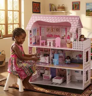 Girls Pink DIY Wooden Doll House