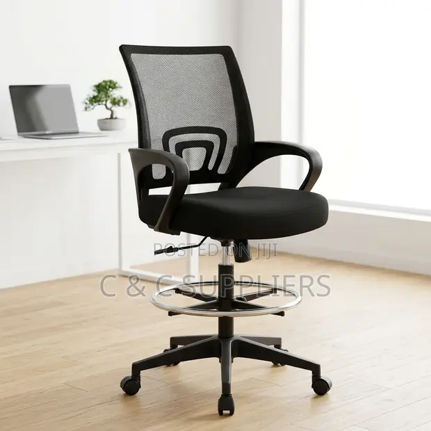 High Counter Office Chair with Foot Ring - 1