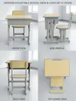 Kids Study Desk and Chair Set - Height Adjustable - 2