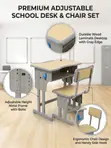 Kids Study Desk and Chair Set - Height Adjustable - 5