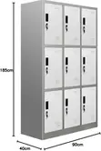 Lockable Metallic 9 Locker Storage Cabinet - 3