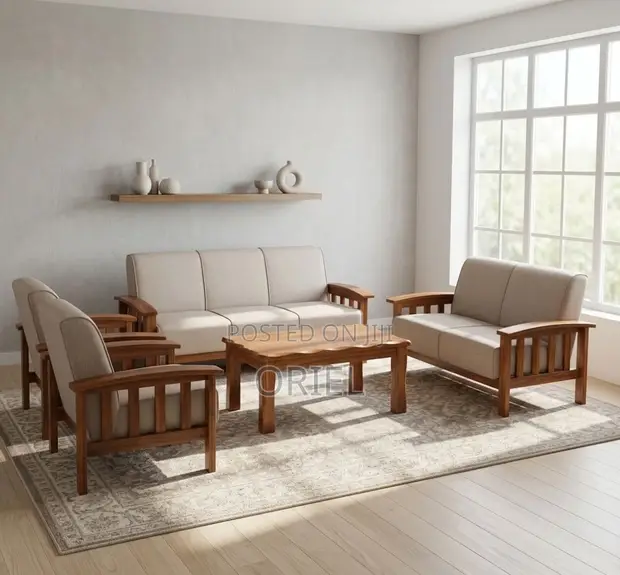 7-Seater Fabric Home Office Sofa - Brown - 1