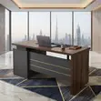Executive Brown Office Desk with Drawers (120cm) - 5