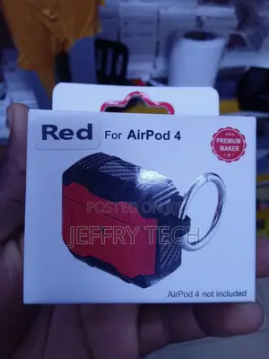 Rugged Armor Case for Apple AirPods 4 - Red & Black