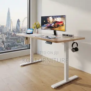 Ergonomic Brown 1.4m Adjustable Home Office Desk