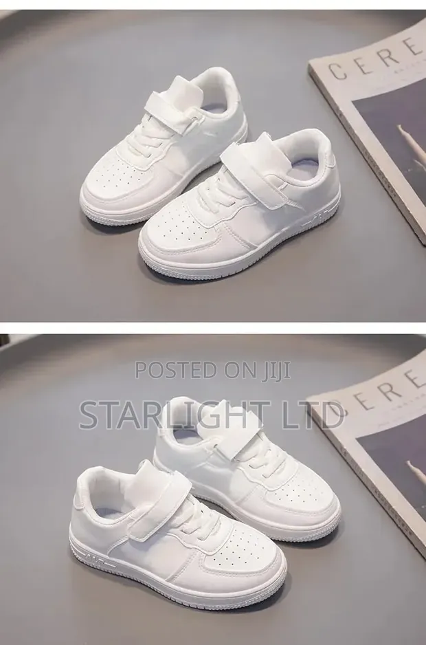 Kids White School Sneakers (Sizes 21-37) - 1