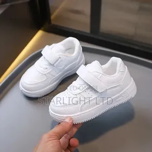 Kids White Lightweight School Sneakers (Sizes 21-37)