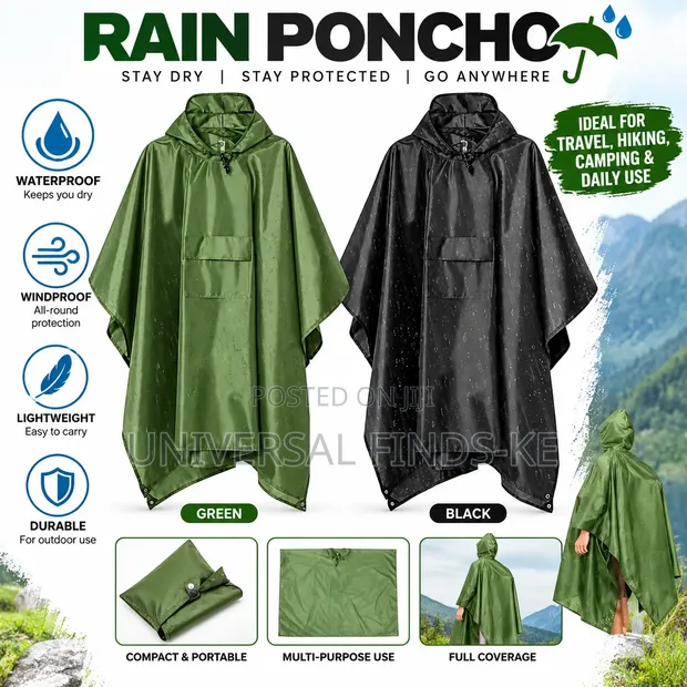 Waterproof Hooded Rain Poncho Coat for Outdoor Activity - 1
