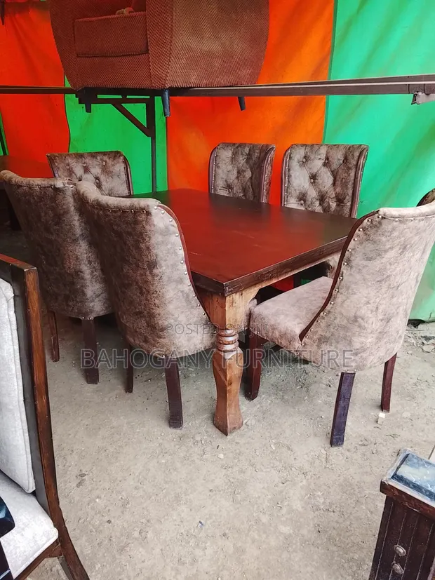 Marble Dining Set with Fabric Chairs - 1