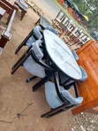 Marble Dining Set with Fabric Chairs - 3