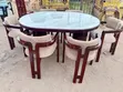 Marble Dining Set with Fabric Chairs - 4