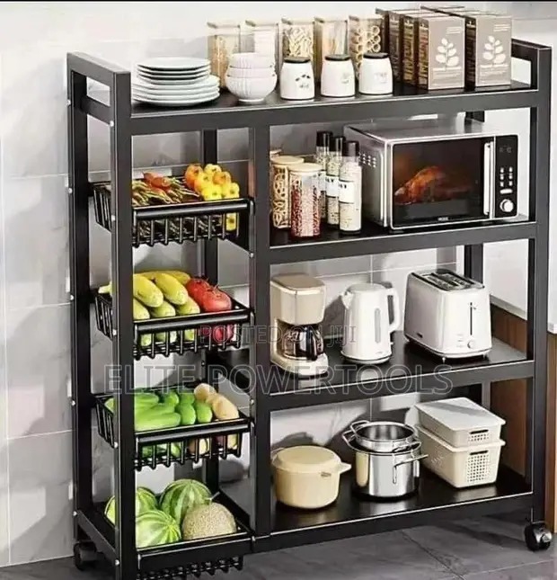 GE Multi-Tier Kitchen Storage Rack with Wheels - 1