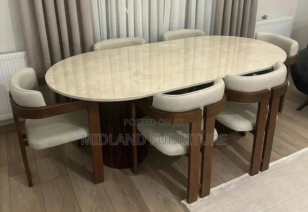 Hardwood Dining Table with Marble Top (Order Basis) - 1