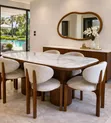 Hardwood Dining Table with Marble Top (Order Basis) - 3