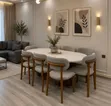 Hardwood Dining Table with Marble Top (Order Basis) - 5