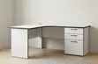 1.2m Curved L-Shaped Home Office Desk - White - 2