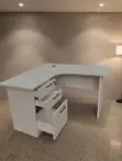 1.2m Curved L-Shaped Home Office Desk - White - 4