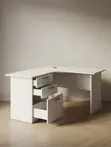 1.2m Curved L-Shaped Home Office Desk - White - 5