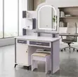 White Wooden Lighted Vanity Dressing Table - 1