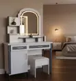 White Wooden Lighted Vanity Dressing Table - 3