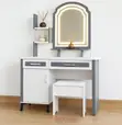 White Wooden Lighted Vanity Dressing Table - 4