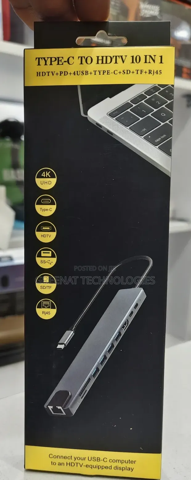 Type-C 10-in-1 Hub: HDMI, 100W PD, 4 USB, Ethernet - 1
