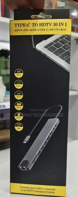 Type-C 10-in-1 Hub: HDMI, 100W PD, 4 USB, Ethernet