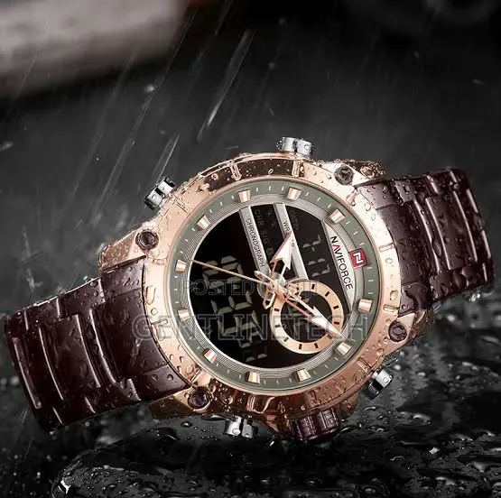 Naviforce NF9163 Gold and Brown Watch - 1