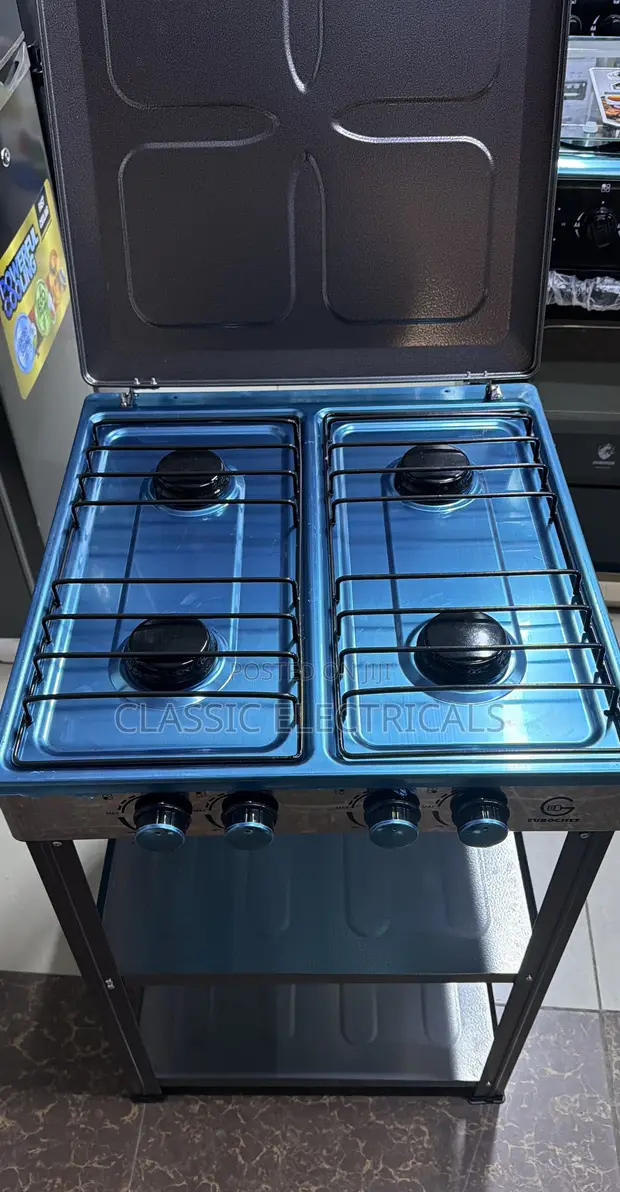 4-Burner Standing Gas Cooker with Shelves - 1