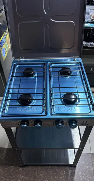 4-Burner Standing Gas Cooker with Shelves
