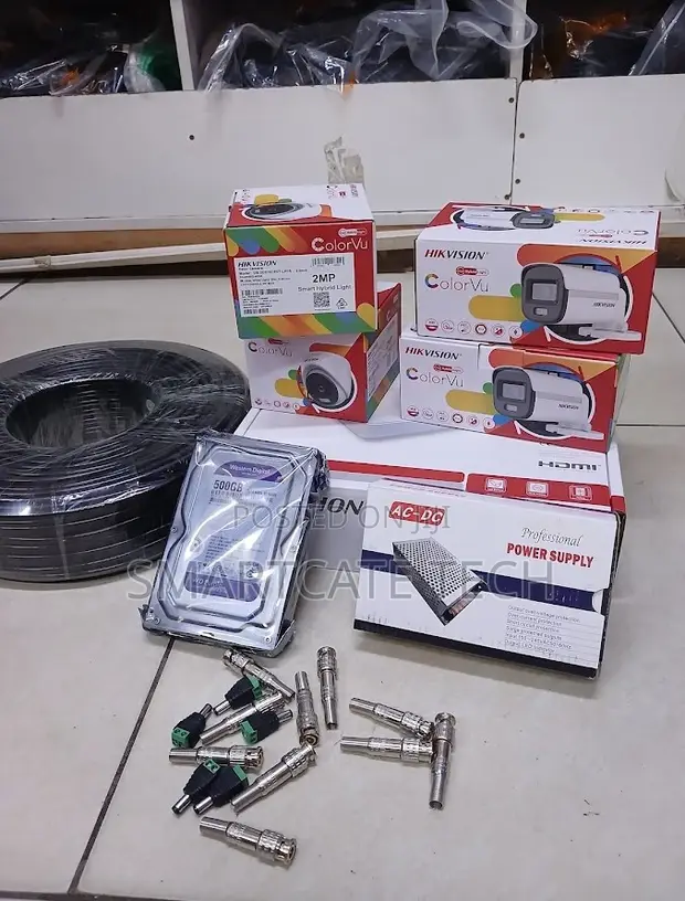 Hikvision 4CH DVR Kit with 4 ColorVu Cameras - 1