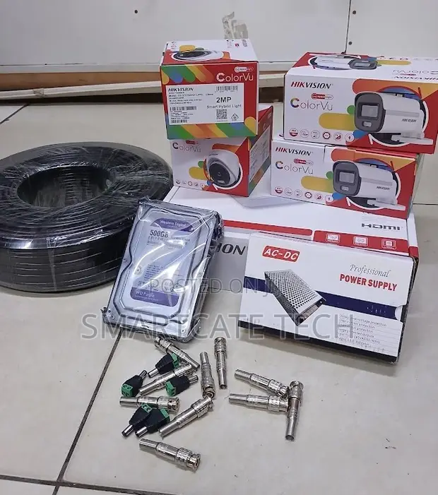 Hikvision 4CH DVR Security System with 4 ColorVu Cameras - 1