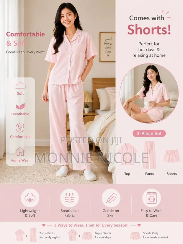 Comfy Soft 3-Piece Pajama Set - 1