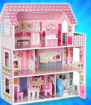 Wooden Dollhouse Kit with Accessories